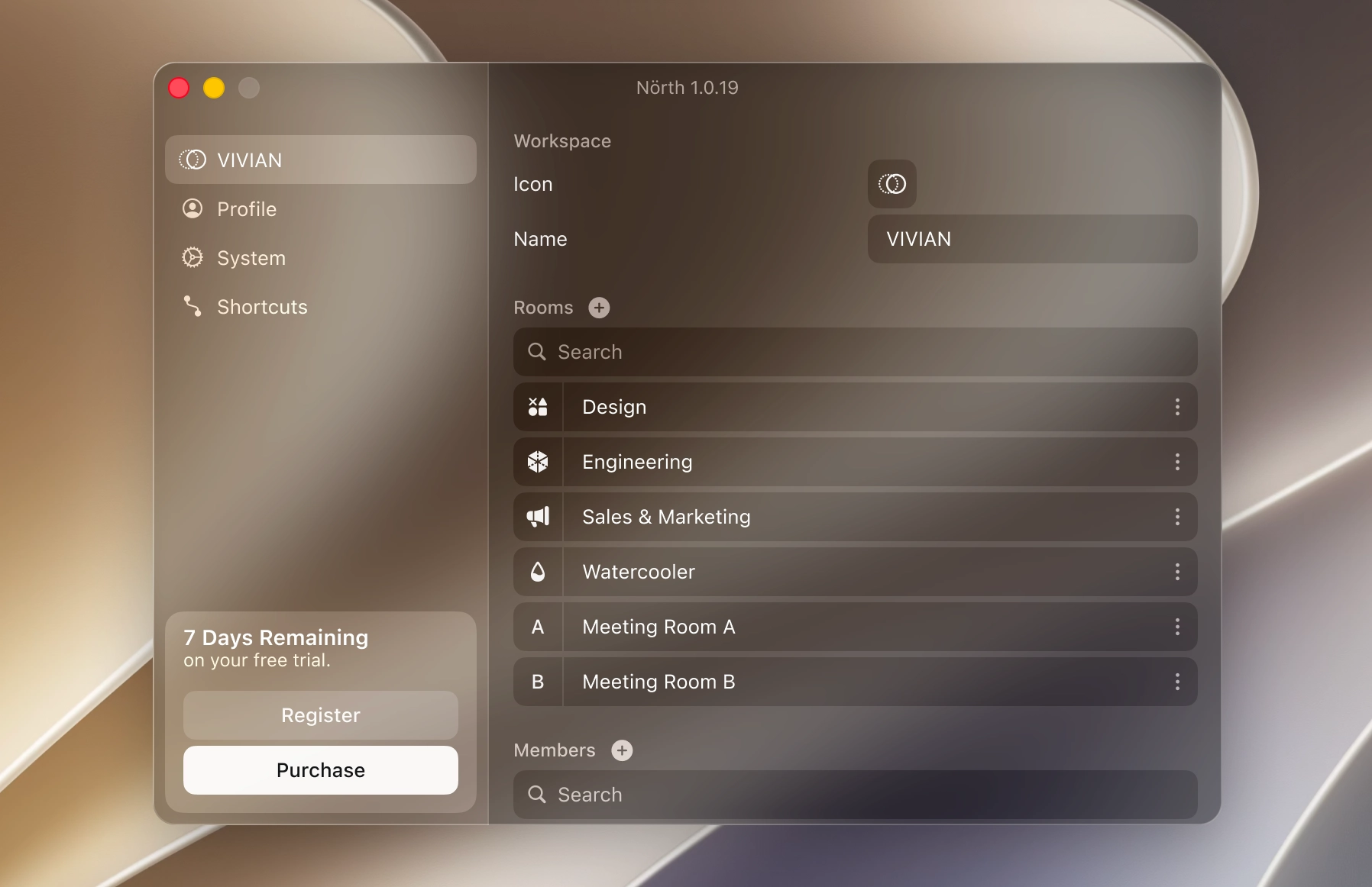Settings window