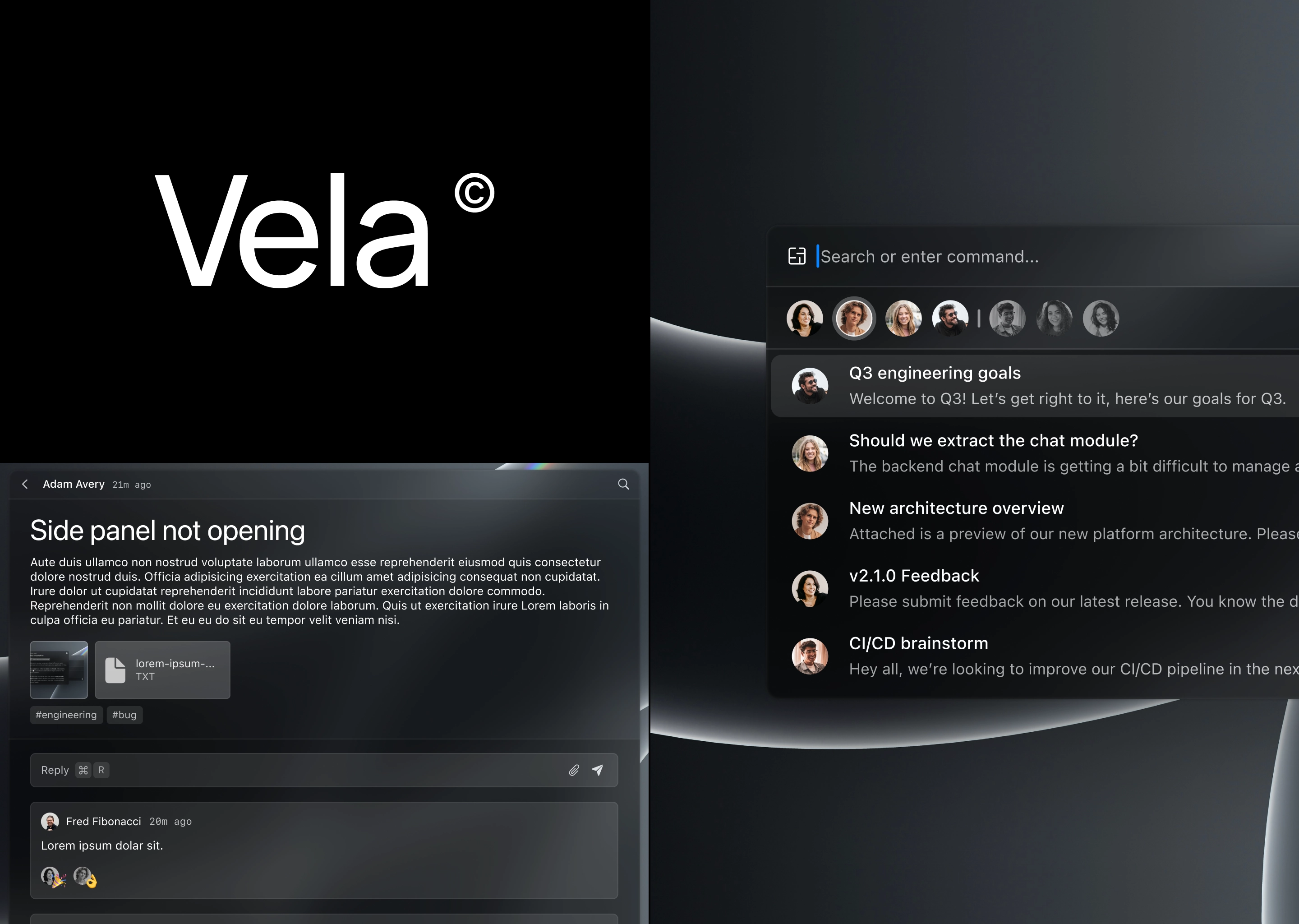 Vela — a floating-pane collaboration app focused on removing distractions. Precursor to Nörth.